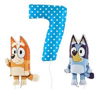 Toyland® Bluey & Bingo Foil Balloon Pack - 2 x 80cm (32") Character Balloons & 1 x 101cm (40") Spotty Number Balloon - Kids Party Decorations