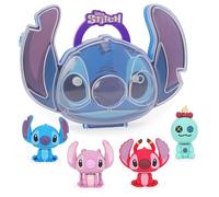 Toyland® Disney Stitch & Friends Character Shaped Carry Case & 4 Piece Collectable 3D Figures Eraser Set - Portable Stationery Supplies