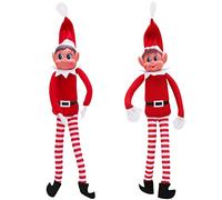 Toyland® Elves Behavin Badly Set of 2-12 Inch Girl Elf & Boy Elf Bend & Pose Soft Toy With Long Legs, Soft Body & Vinyl Head - Christmas Novelty Toys