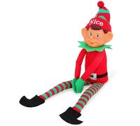 Toyland®️ Elves With Attitude 35cm (14") Red & Green 'Nice' Elf Soft Toy - Knitted Hat & Legs - Vinyl Cheeky Face & Stick Together Hands - Festive Fun For All!