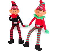 Toyland Elves With Attitude Twin Pack Elf Soft Toys - 35cm (14") - Naughty & Nice Elves - The Ultimate Festive Duo - Knitted Hat & Legs - Vinyl Cheeky Face & Stick Together Hands - Festive Fun For All