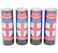 Toyland® ENGLAND Design 4 Pack Party Poppers - Celebratory Cannon - Euros & World Cup Football Party - England Parties