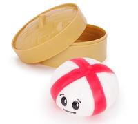 Toyland® England St George Flag Design Squishy Bao Dumpling Sensory Fidget Toy with Plastic Steamer Box - Squeeze Toys for Kids - Euro & World Cup Accessories
