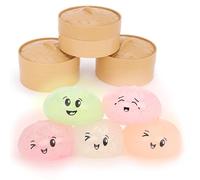Toyland® Glow In The Dark Squishy Bao Dumpling Sensory Fidget Toy with Plastic Steamer Box - Squeeze Toys for Kids - 1 Chosen At Random - Ages 3+