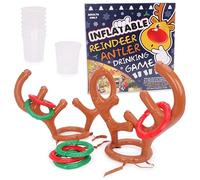 Toyland® Inflatable Reindeer Antlers Ring Toss Drinking Game - Includes Inflatable Antlers, Rings & Shot Glasses - 18+ Adults Only - Family & Friends Christmas Party Games