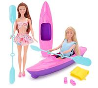 Toyland® Kayak Water Adventures Fashion Doll Playset - Doll, Kayak, Paddle & Life Jacket Included - Girls Toys - 1 Set Chosen At Random