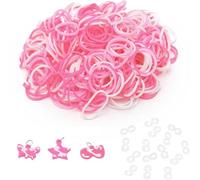 Toyland® Loom Band Refil Pack - 300 Loom Bands with Clips & Charms Included (Pink)
