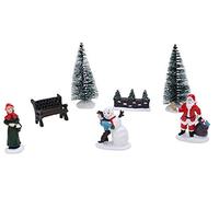 Toyland® Mini Resin Christmas Collectible Ornament - Village Scene Accessories - Christmas Figures (7pc Christmas Scene 10cm x 4cm)
