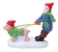 Toyland® Mini Resin Christmas Collectible Ornament - Village Scene Accessories - Xmas Figures (Child Dog Walker 1.5 x 2.5 Inch)