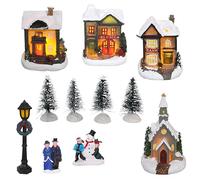 Toyland Mini Village Light Up Christmas Scene | 12 Piece Set | Multicoloured | 47 cm x 58 cm x 36 cm