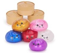 Toyland® Mystery Shiny Squishy Bao Dumpling Sensory Fidget Toy with Plastic Steamer Box - Squeeze Toys for Kids - 1 Chosen At Random - Ages 3+