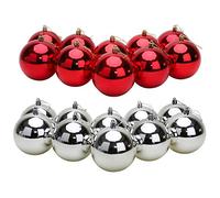 Toyland Pack of 10 Extra Large 100mm Christmas Baubles - Christmas Tree Decorations (Red & Silver)
