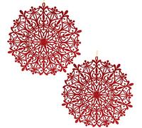 Toyland® Pack of 2-39cm Red Glitter Snowflake Pendant Christmas Decoration