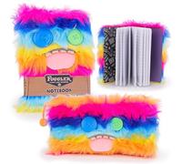 Toyland® Pack of 2 Fuggler Stationery Set - A5 Furry Notebook & Pencil Case Set - Fun Rainbow with Button Eyes Design - Cute Desk Accessories for Kids & Teens - 3+ Years