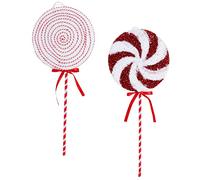 Toyland® Pack of 2 - Red & White Giant Sparkly Lollipop Christmas Tree Hanging Decorations (37cm)
