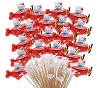 Toyland® Pack Of 20-38cm (15") Hello Kitty Aeroplane Mini Balloons - Inflated - Resuable Sticks & Cups Included - Birthday Party Decorations