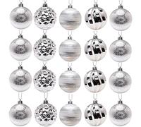 Toyland® Pack of 20-60mm Assorted Luxury Christmas Tree Baubles - 5 Designs - Traditional Decorations (Silver)