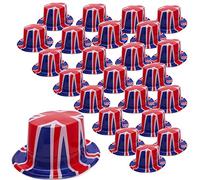 Toyland® Pack of 24 - Plastic Union Jack Top Hats - One Size - British Fancy Dress - British Celebrations