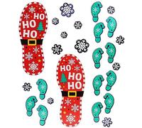 Toyland® Pack of 26 Footprint Floor Stickers - 12 Elf Footprints, 12 Snowflakes & 2 Life Size Santa Footprints - Novelty Christmas Decorations