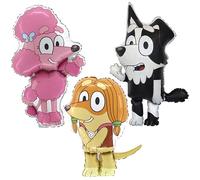 Toyland® Pack Of 3 Bluey Foil Balloons - 35" Mackenzie, 36" Coco & 31" Indy - Kids Party Decorations