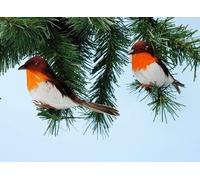 Toyland® Pack Of 4 Christmas Tree Robins - Christmas Tree/Cake Decorations
