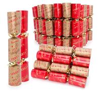 Toyland® Pack of 50-10" 'Lets Celebrate' Christmas Crackers - Great for Catering,Christmas Parties & Events (Red & Gold)