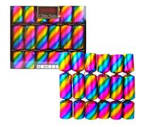 Toyland® Pack Of 6-34cm Luxury Bright Rainbow Design Christmas Crackers - Colourful Christmas Decorations - Pride - LGBT