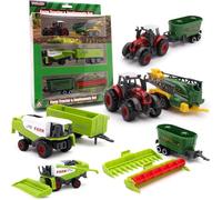 Toyland® Pack of 6 Die Cast Metal Farm Tractor & Implements Set - Approx. 5cm - 4 Assorted Designs - 1 Chosen at Random