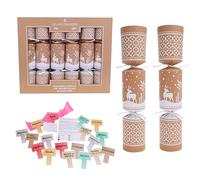 Toyland® Pack of 6 Eco-Friendly Reindeer Christmas Crackers - Plastic-Free 30cm Recyclable Crackers with Paper Hats, Jokes & Novelty Gifts for Christmas Dinner Table