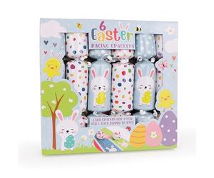 Toyland® Pack of 6 Fun Easter Crackers With Racing Game - Each Party Favour Has a Pull Back Bunny To Race