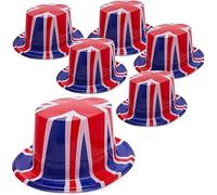 Toyland® Pack of 6 - Plastic Union Jack Top Hats - One Size 29cm x 14cm - British Celebrations - St George's, Euros & World Cup - English Party Decorations