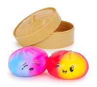 Toyland® Pastel Rainbow Squishy Bao Dumpling Sensory Fidget Toy with Plastic Steamer Box - Squeeze Toys for Kids - Ages 3+ - 1 Chosen At Random
