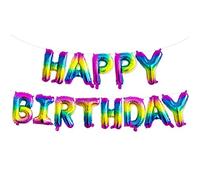 Toyland® Rainbow Happy Birthday Foil Balloon Banner - 41cm (16") Letters - Air-Fill Message Decorations for Birthdays & Celebrations - Party Supplies