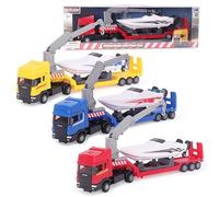 Toyland® Scania Flatbed Hauler Transporter Truck With White Detachable Power Boat - 1 Chosen At Random - 3 Colours Avaliable - 1:48 Scale Free-Wheel Action Detachable Trailer for Kids - Ages 3+