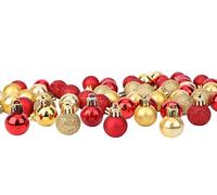 Toyland® - Set of 64 Mini Christmas Baubles 32 Red 32 Gold 2.5cm (25mm)