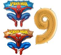 Toyland® Spiderman Foil Balloon Pack - 2 x 32" Character Balloons & 1 x 40" Number Balloon - Kids Party Decorations