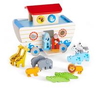 ToyLife Wooden Noah’s Ark Playset - Includes 10 Animal Pairs & Figures for Educational Play - Ideal for Imaginative Play, Ages 18 Months+