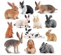 toymany 12PCS Easter Bunny Rabbit Figures Hare Figurines Farm Animal Figure
