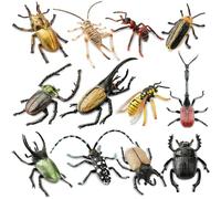 toymany 12PCS Insect Figurine Playset, Realistic Beetle Figure Toys, Plastic Bugs Figurines Set, Insect Themed Party Favors, Educational Toy Easter Egg Halloween Cake Toppers Christmas Birthday Gift
