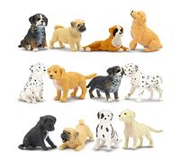 toymany 12PCS Tiny Dog Figurines Playset, Plastic Mini Puppy Figures | Realistic Puppy Figure Hand Painted Emulational Dog Animals Toy Set, Cake Toppers Easter Egg Christmas Birthday Gift for Kids