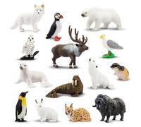 toymany 14PCS Tiny Polar Animal Figurines Plastic Mini Arctic Animal Figure