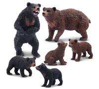 toymany 6PCS Bear Figurines, Realistic Forest Animal Family Figures Set Includes Brown Bears and Black Bears Education Birthday Gift Christmas Toy for Kids Children Toddlers