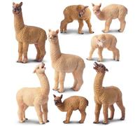 toymany 8PCS Alpaca Figures Llama Figurine With Cubs Jungle Animal Toys | Realistic Wild Family Figurines Set Plastic Zoo Playset Educational Farm Toy Cake Toppers Christmas Birthday Gift for Kids