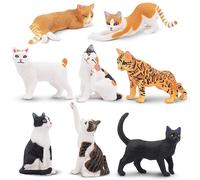 toymany 8PCS Realistic Cat Figurines, Educational Kitten Figures Toy Set, Halloween Decorations Easter Eggs Cake Topper Christmas Birthday Gift for Kids Boys Girls Children
