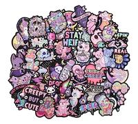 TOYMIS 100pcs Cute Gothic Stickers, Pink Anime Stickers Waterproof Pastel Goth Vinyl Interesting Graffiti Cool for Water Bottles Laptops Skateboards Luggage (E01437)