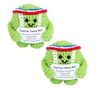 TOYMIS 2pcs Positive Tennis Ball, Funny Emotional Plush Inspirational Support Doll with Positive Card Knitted Crochet Crocheted Toys Cheer Up Gifts for Sports Lovers and Desktop Party Decor