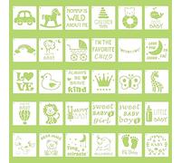 TOYMIS 30pcs Fabric Stencils for Clothes Phrases Animals Patterns Templates for Painting, Baby Shower Decorations
