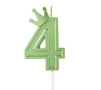 TOYMIS 3inch Birthday Number Candle, 4 Pack, Green, Novelty Candle, Smokeless, Elegant Regal, Unisex, All Ages, Indoor, Celebration, Number Theme, 3 Inch x 3 Inch, Single Unit