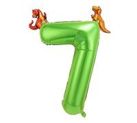 TOYMIS 40 Inch Green Number 7 Dinosaur Balloon for Birthday Party Decor, Aluminum Foil Large Number Balloon Green Balloon Cute Dinosaur Balloon for Birthday Party Anniversary Celebration Decoration