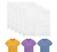 TOYMIS 5 Sheets/1255 Pieces Iron on Letters and Numbers, PU Heat Transfer Fabric Letters with 0-9 Numbers A-Z, for Clothing (White) (Z20125)